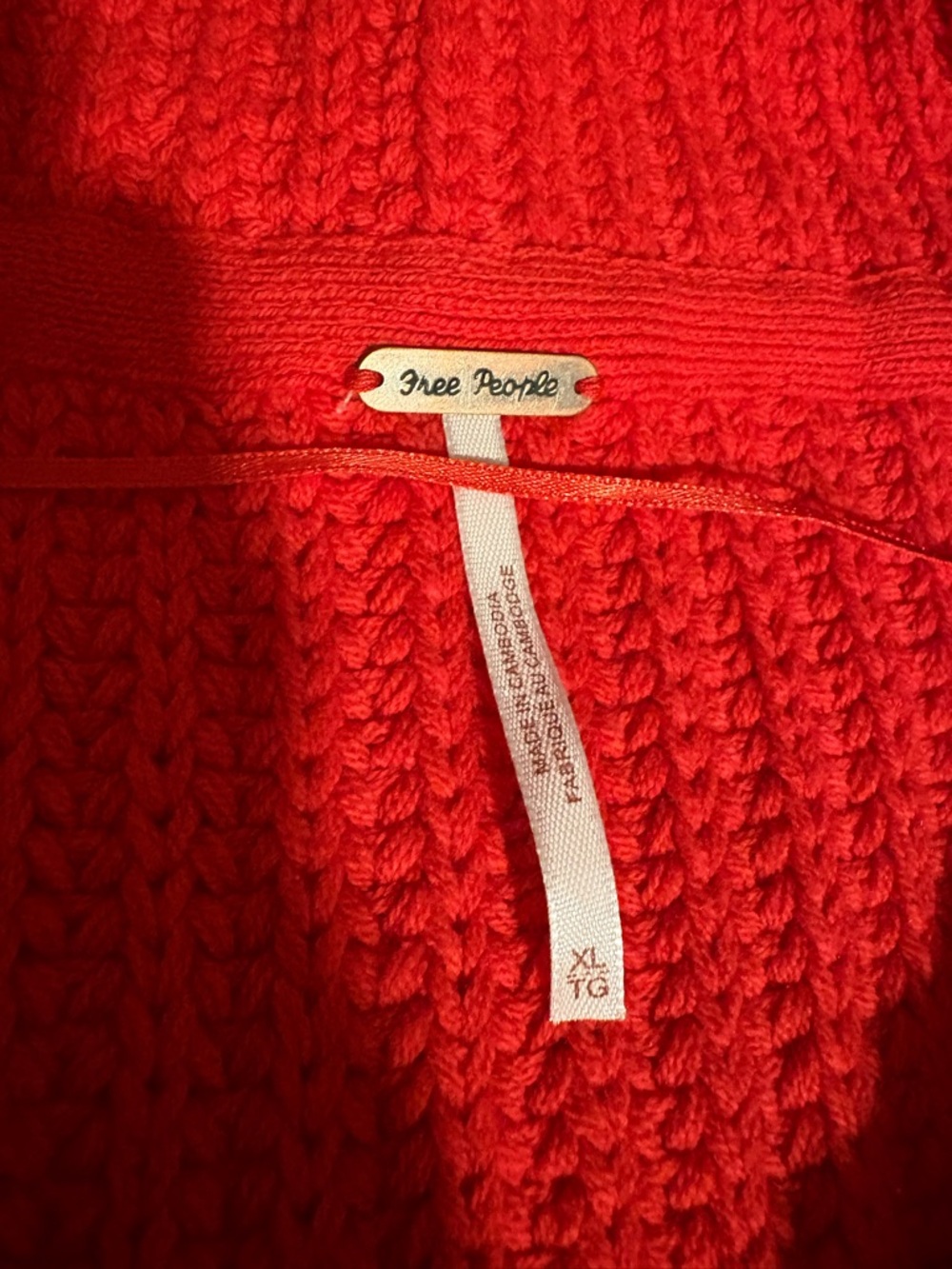 Free people, oversized, red cardigan, chunky knit XL - Picture 2 of 11